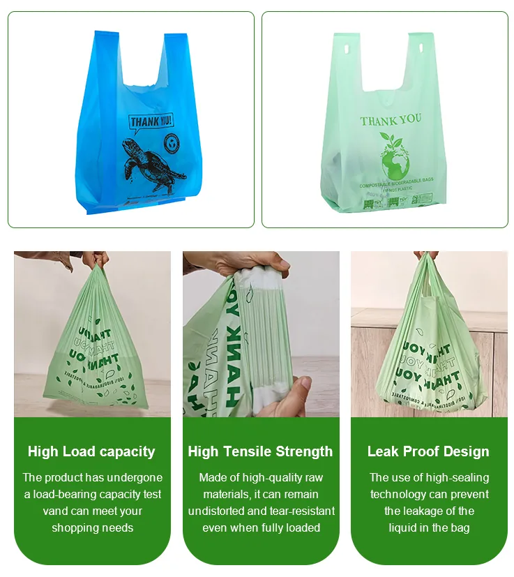 Certified Compostable PLA/PBAT T-Shirt Bag on Roll
