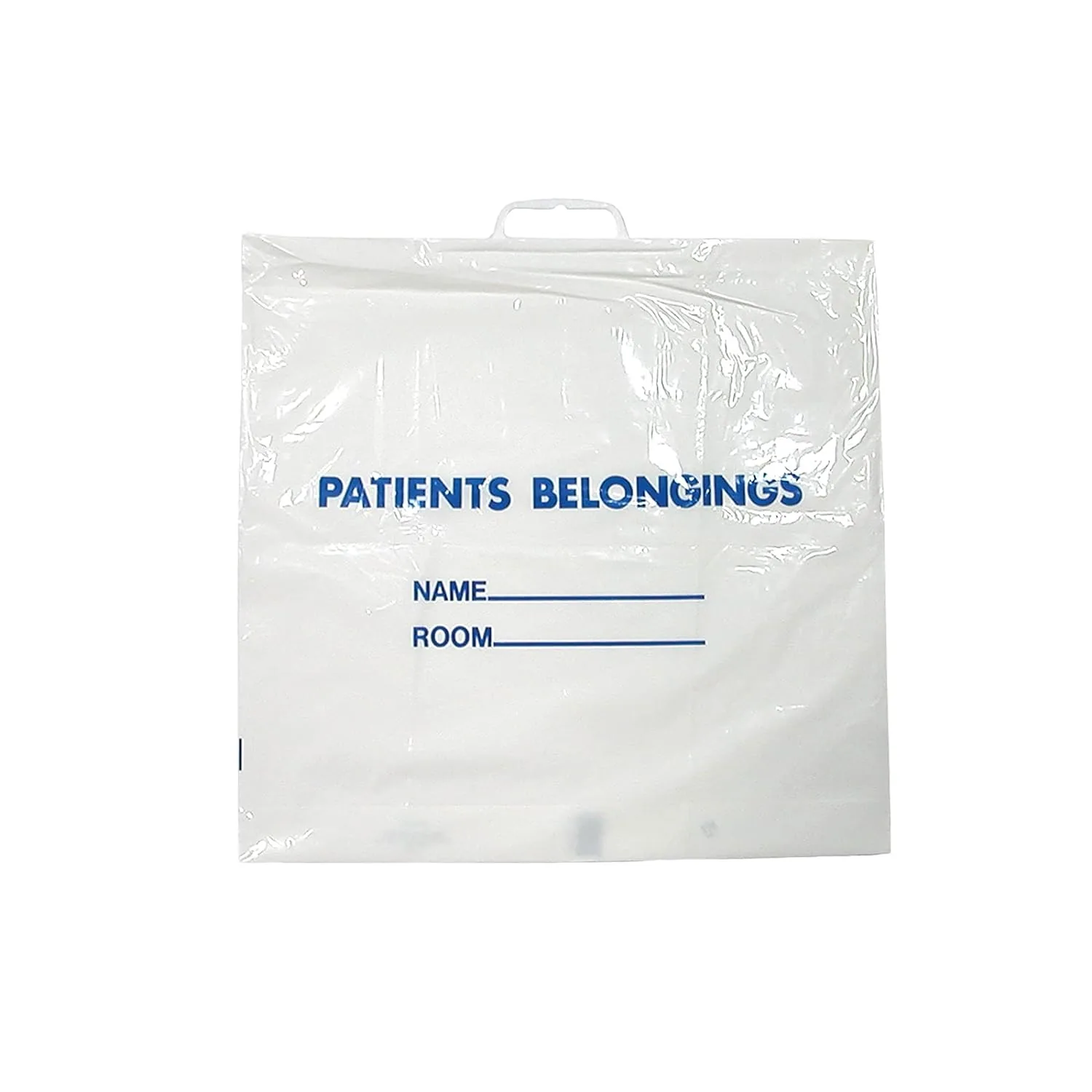 Plastic Handle Patient Belonging Bag,Clear or White with Blue Print for Hospital Using Hard Loop Handle Bag