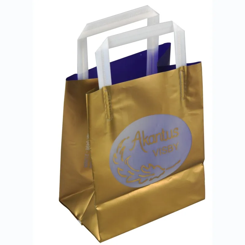 Plastic Handle Patient Belonging Bag,Clear or White with Blue Print for Hospital Using Hard Loop Handle Bag