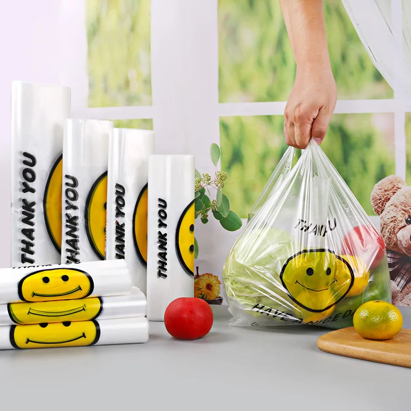Plastic T-shirt Bags on Roll for Rubbish Disposable PE Good Quality Accept Custom