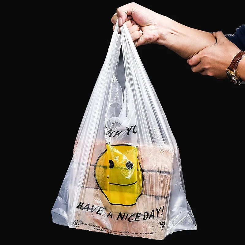 Plastic T-shirt Bags on Roll for Rubbish Disposable PE Good Quality Accept Custom