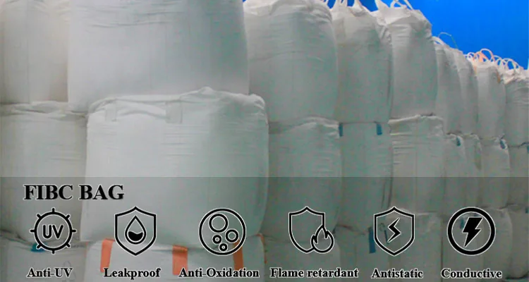 PP Material 5:1 Safety Factor Ton Bag Jumbo Bag 1000Kg Standard Fibc 4 Loops Eco-friendly Portable Sand Bags