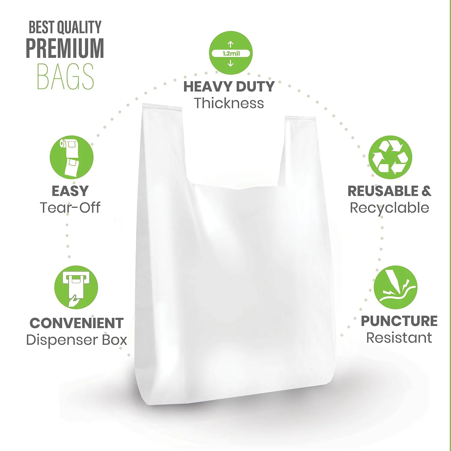 PP Vest Carrier Bag on Roll with Recycled Content