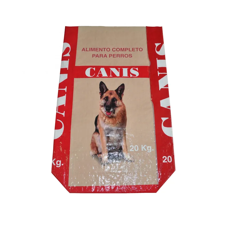 PP Woven Animal Feed Pet Feed Laminated Bag with Block Bottom 20kg 50kg