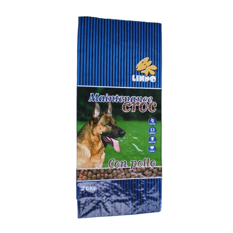 PP Woven Animal Feed Pet Feed Laminated Bag with Block Bottom 20kg 50kg