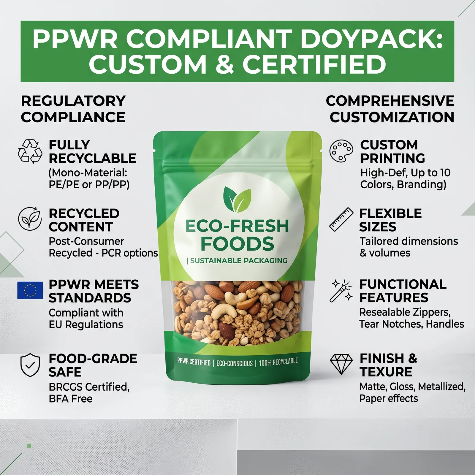 PPWR-Ready Mono-PE High-Barrier Stand-Up Pouch