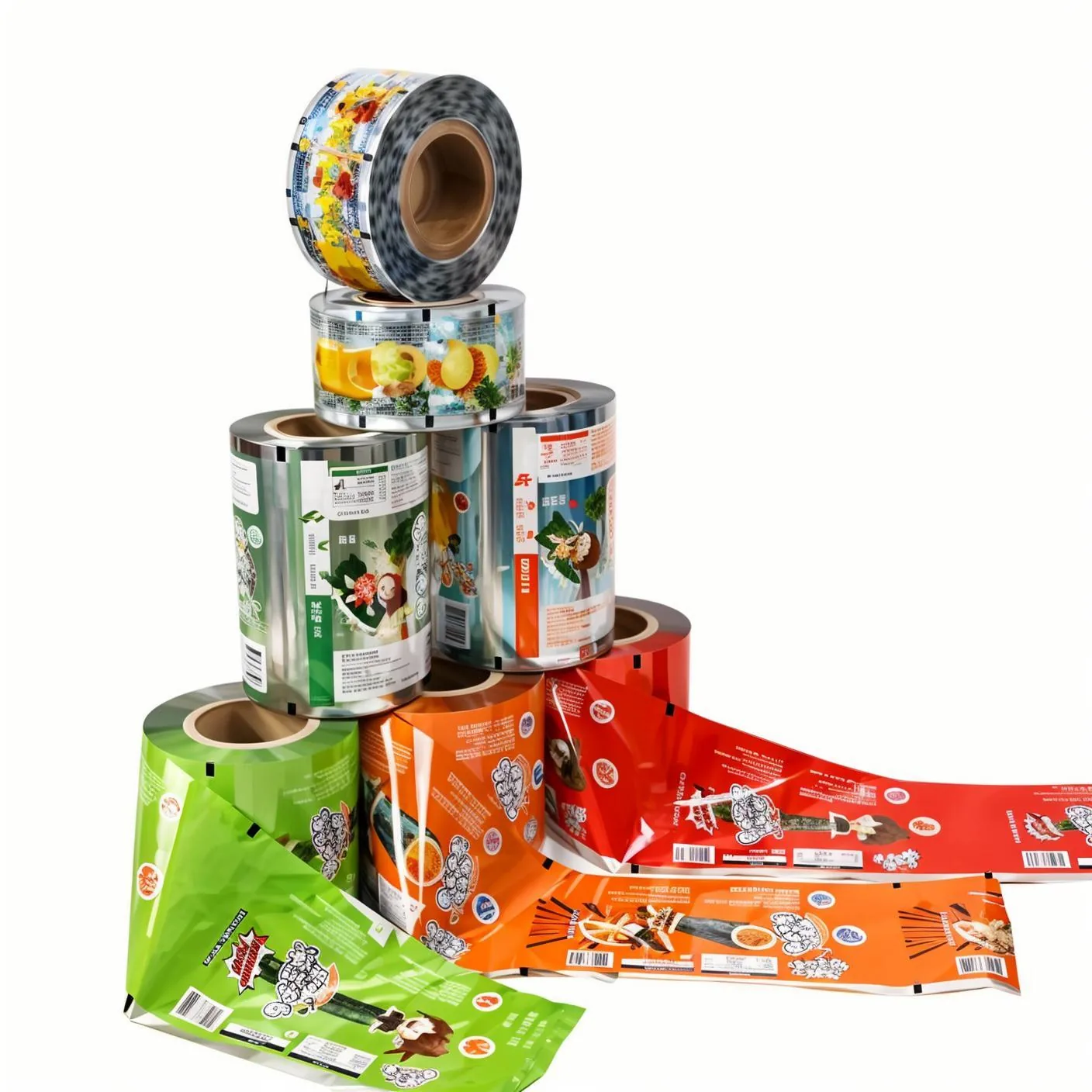 Print Plastic Foil Laminated Heat Sealable Rigid Food Grade Shrink Film Glossy Snack Cookie Packaging Roll Stock