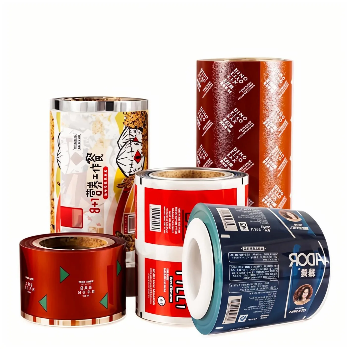 Print Plastic Foil Laminated Heat Sealable Rigid Food Grade Shrink Film Glossy Snack Cookie Packaging Roll Stock