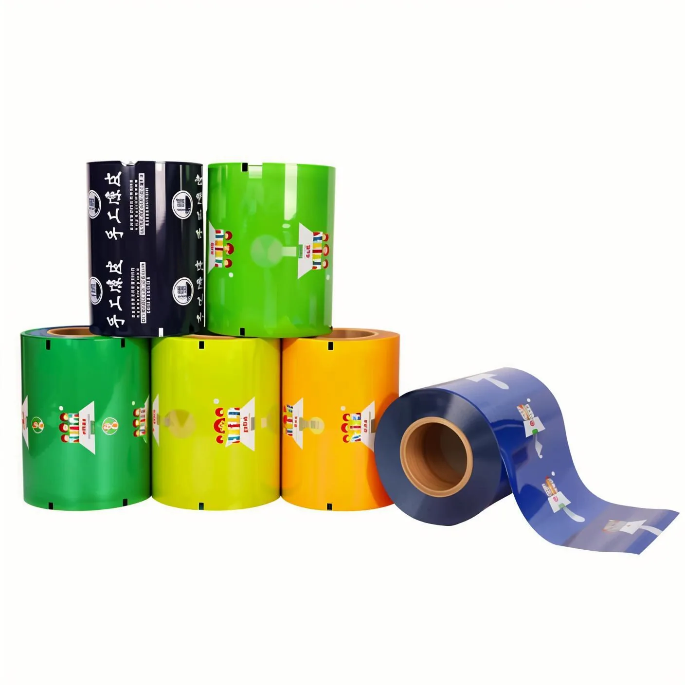 Print Plastic Foil Laminated Heat Sealable Rigid Food Grade Shrink Film Glossy Snack Cookie Packaging Roll Stock