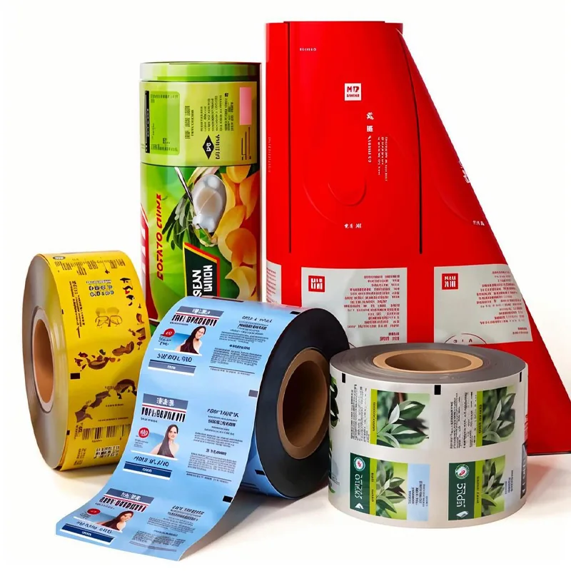 Print Plastic Foil Laminated Heat Sealable Rigid Food Grade Shrink Film Glossy Snack Cookie Packaging Roll Stock