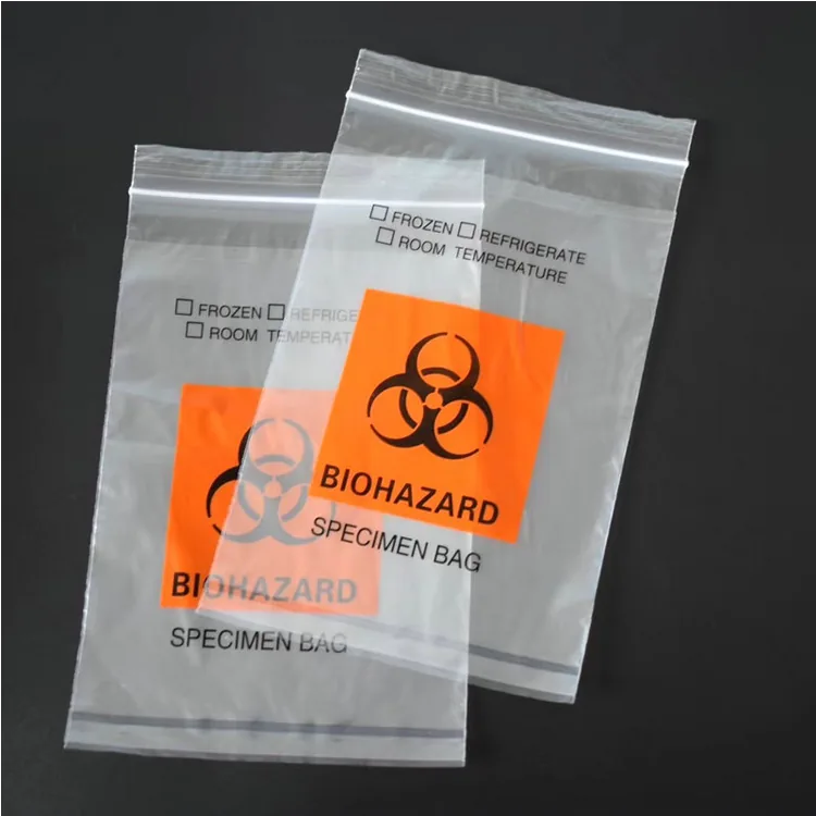 Promotion 3 Walls Gravure Printing Pathology Eco Friendly Lab Use Side Gusset Clear Plastic Specimen Biohazard Bags