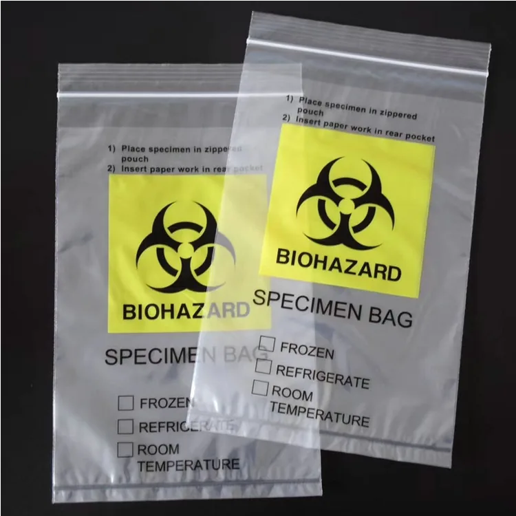 Promotion 3 Walls Gravure Printing Pathology Eco Friendly Lab Use Side Gusset Clear Plastic Specimen Biohazard Bags