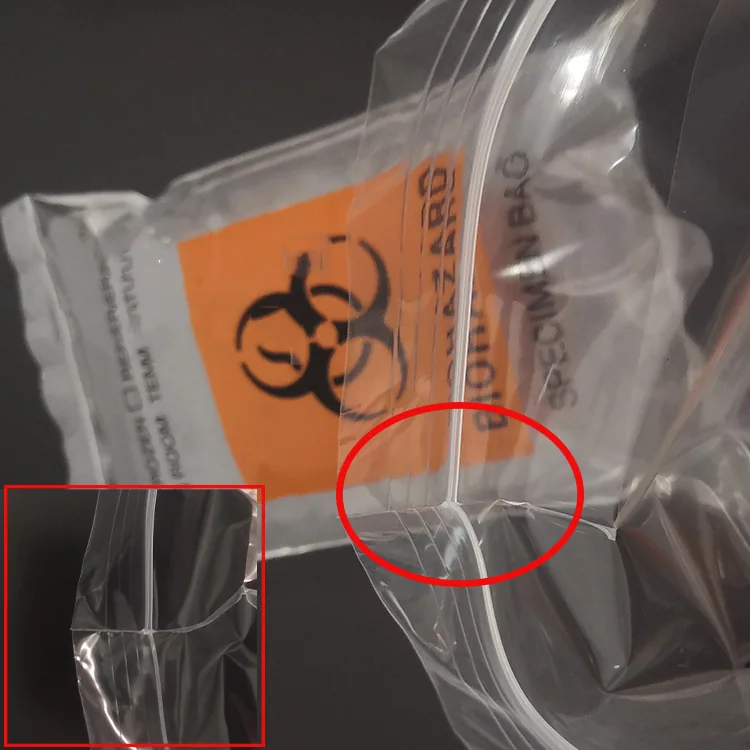 Promotion 3 Walls Gravure Printing Pathology Eco Friendly Lab Use Side Gusset Clear Plastic Specimen Biohazard Bags