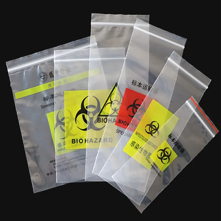 Promotion 3 Walls Gravure Printing Pathology Eco Friendly Lab Use Side Gusset Clear Plastic Specimen Biohazard Bags
