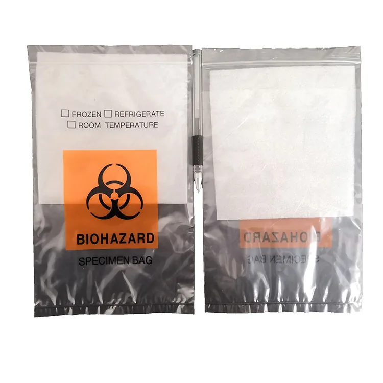 Promotion 3 Walls Gravure Printing Pathology Eco Friendly Lab Use Side Gusset Clear Plastic Specimen Biohazard Bags