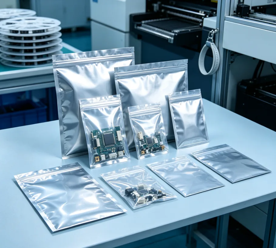 Reclosable ESD Shielding Zipper Bag VMPET Anti Static Shield Bag for IC PCB Sensitive Electronic Components Packaging