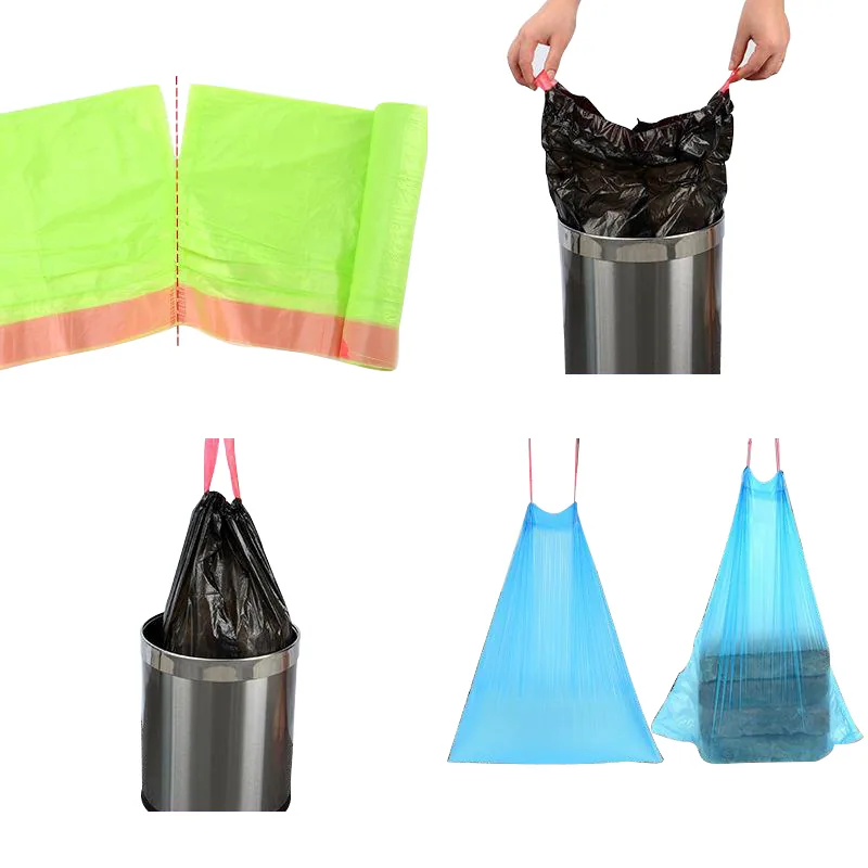 Refuse Sacks Trash Bin Liner Garbage Bag Biodegradable Drawstring Custom Printed Plastic Trash Plastic