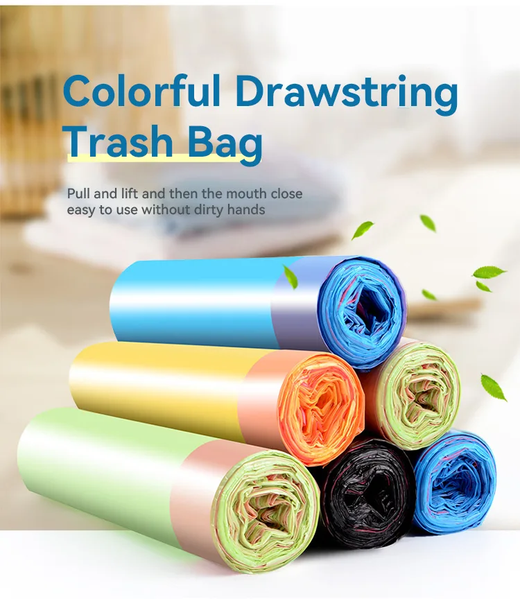 Refuse Sacks Trash Bin Liner Garbage Bag Biodegradable Drawstring Custom Printed Plastic Trash Plastic