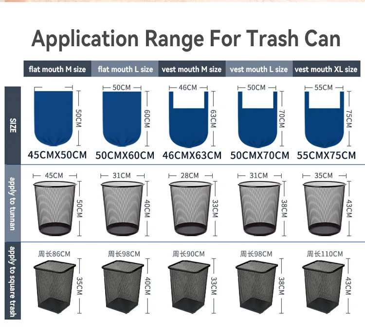 Refuse Sacks Trash Bin Liner Garbage Bag Biodegradable Drawstring Custom Printed Plastic Trash Plastic