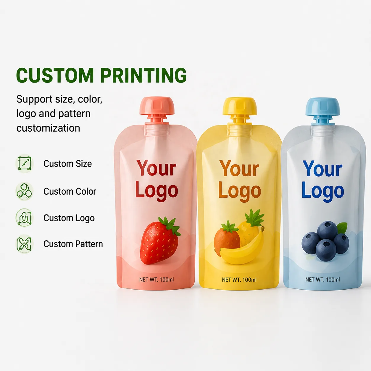 Reusable Baby Food Spout Pouch with Leakproof Screw Cap