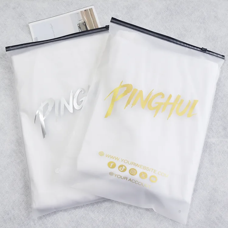 Reusable Hoodie Tshirt Swimwear Resealable Ziplock Packaging Custom Poly Bag for Clothing Plastic Frosted Black Zipper Bag