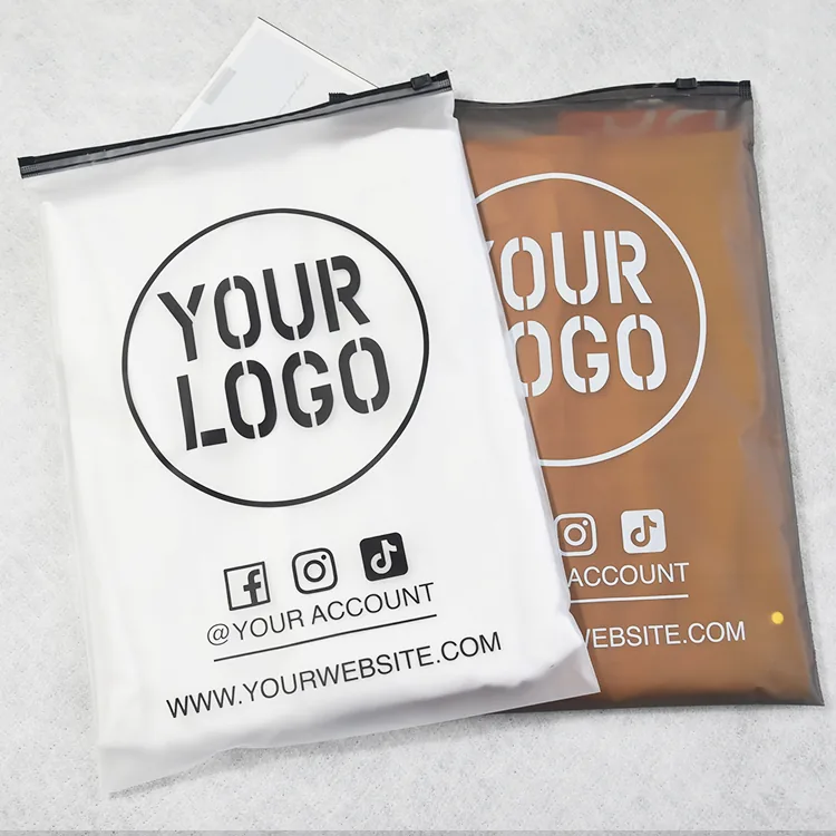 Reusable Hoodie Tshirt Swimwear Resealable Ziplock Packaging Custom Poly Bag for Clothing Plastic Frosted Black Zipper Bag