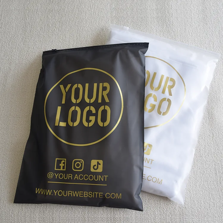 Reusable Hoodie Tshirt Swimwear Resealable Ziplock Packaging Custom Poly Bag for Clothing Plastic Frosted Black Zipper Bag