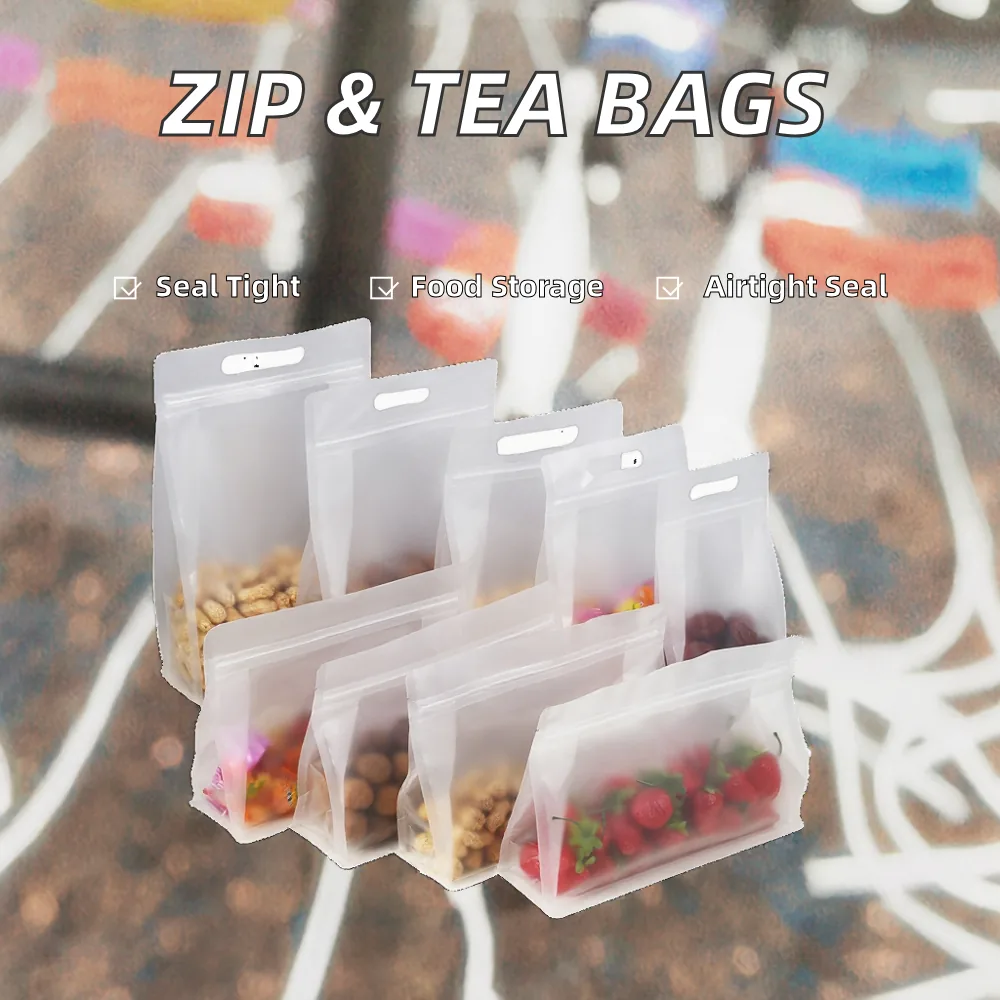 Reusable PE Plastic Square Bottom Stand-Up Pouches Zip Closure Handle for Moisture-Resistant Food Bags for Pet Food Milk