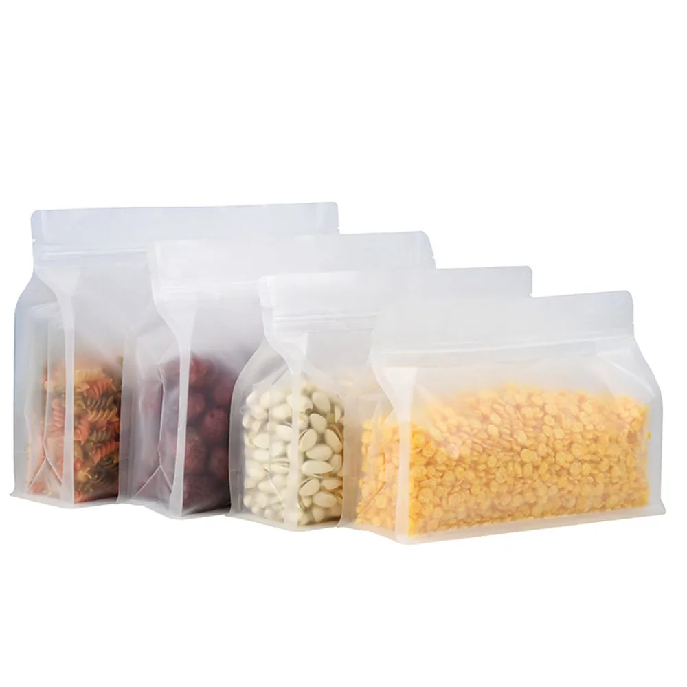 Reusable PE Plastic Square Bottom Stand-Up Pouches Zip Closure Handle for Moisture-Resistant Food Bags for Pet Food Milk