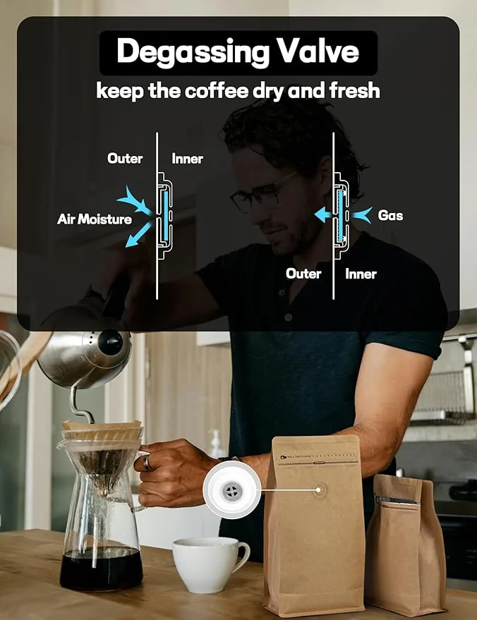 Side-Gusset Flat-Bottom Coffee Bag with Degassing Valve — Foil