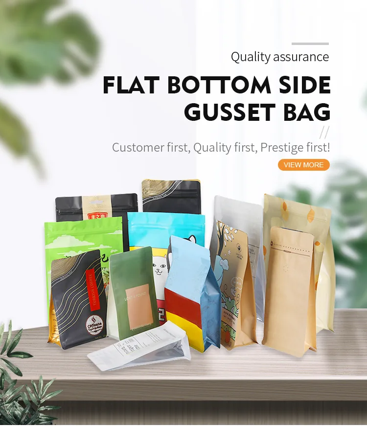 Side-Gusset Flat-Bottom Coffee Bag with Degassing Valve — Foil