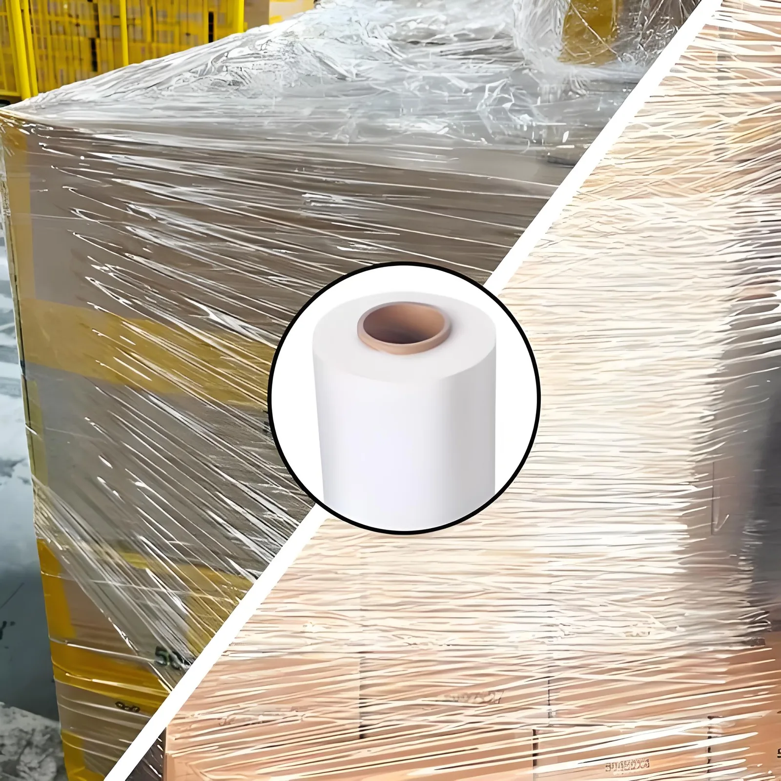 Soft LLDPE Pallet Stretch Film 20 Micron High Tensile Clear High Gloss Cling Wrap Rolls 500mm X 300m Supermarket Grocery