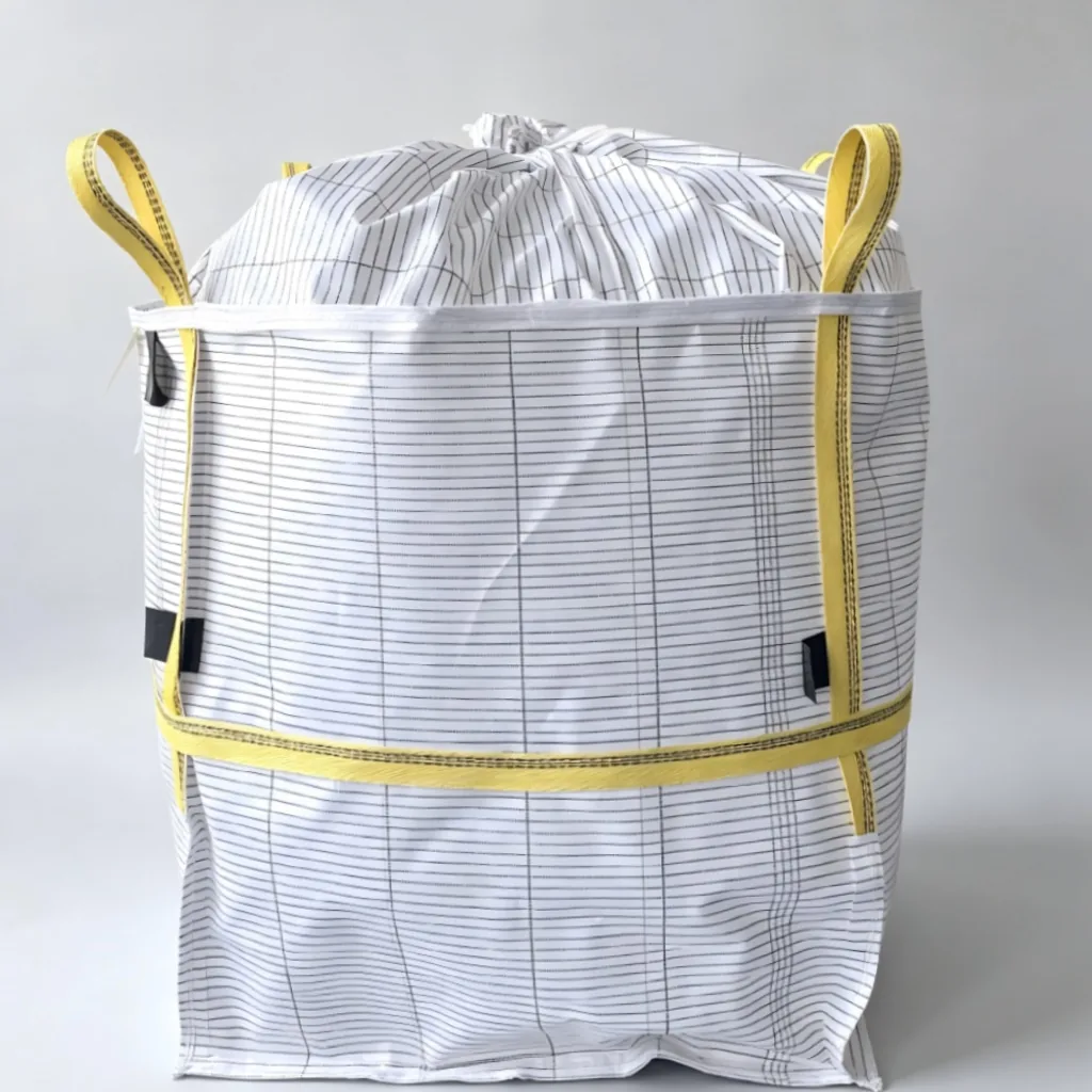 Static Dissipative FIBC Bag 4Panel Super Sack with Skirt Groundable Conductive for Lithium Battery Cathode Material Powder Bulk