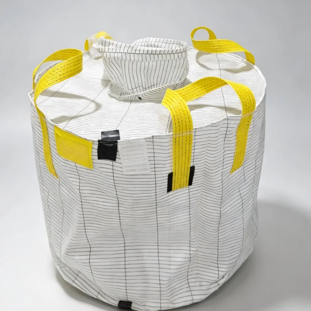 Static Dissipative FIBC Bag 4Panel Super Sack with Skirt Groundable Conductive for Lithium Battery Cathode Material Powder Bulk
