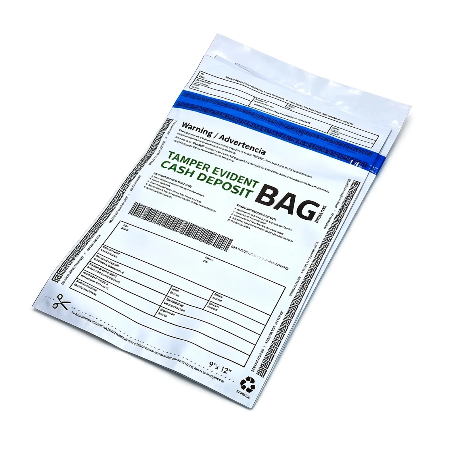 Tamper Evident Security S002 Vacuum Bag Cash Deposit Bags Self-Adhesive Opaque Gravure Printing LDPE/HDPE Custom Size Gold&