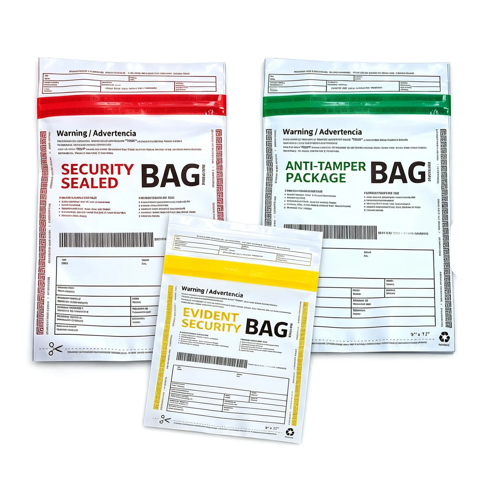 Tamper Evident Security S002 Vacuum Bag Cash Deposit Bags Self-Adhesive Opaque Gravure Printing LDPE/HDPE Custom Size Gold&