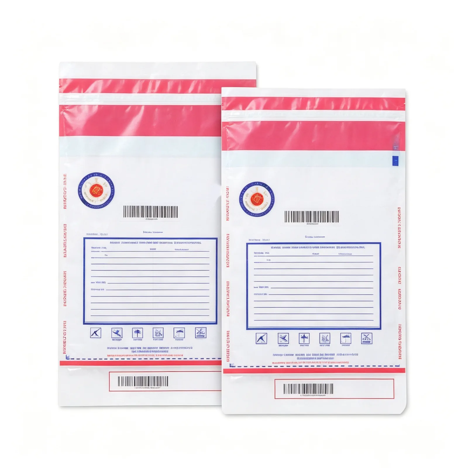 Tamper Evident Security S002 Vacuum Bag Cash Deposit Bags Self-Adhesive Opaque Gravure Printing LDPE/HDPE Custom Size Gold&