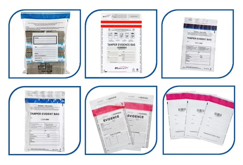 Tamper Evident Security S002 Vacuum Bag Cash Deposit Bags Self-Adhesive Opaque Gravure Printing LDPE/HDPE Custom Size Gold&