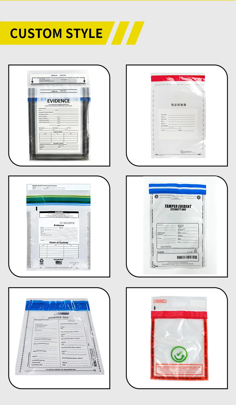 Tamper Evident Security S002 Vacuum Bag Cash Deposit Bags Self-Adhesive Opaque Gravure Printing LDPE/HDPE Custom Size Gold&