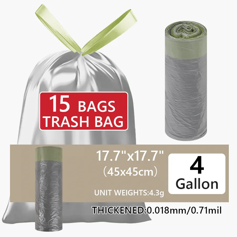 Thickened Drawstring Garbage Bags, extra Thick Household Kitchen Plastic Bags