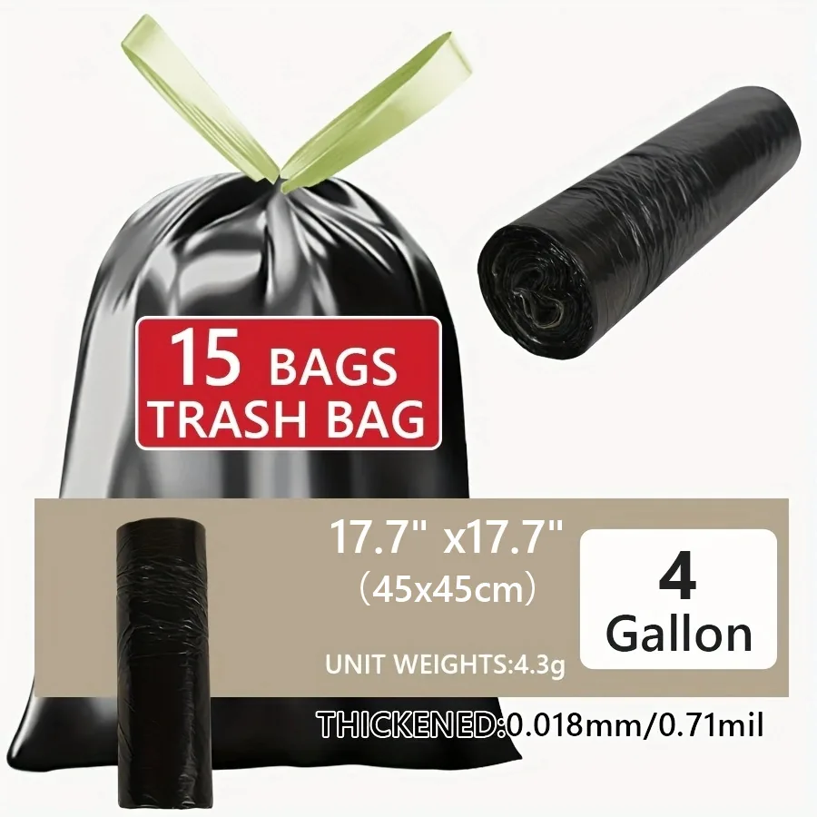 Thickened Drawstring Garbage Bags, extra Thick Household Kitchen Plastic Bags