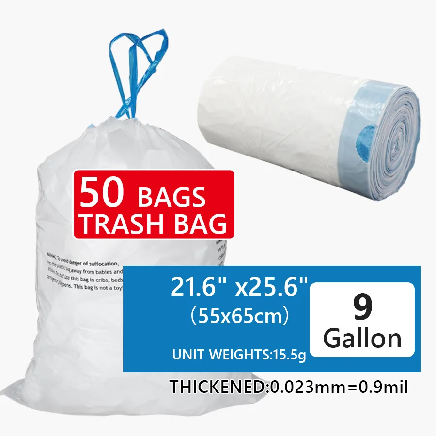 Thickened Drawstring Garbage Bags, extra Thick Household Kitchen Plastic Bags