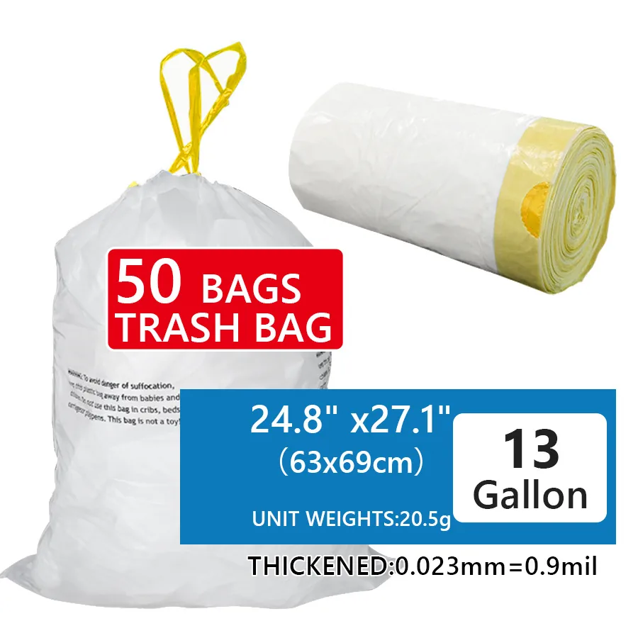 Thickened Drawstring Garbage Bags, extra Thick Household Kitchen Plastic Bags