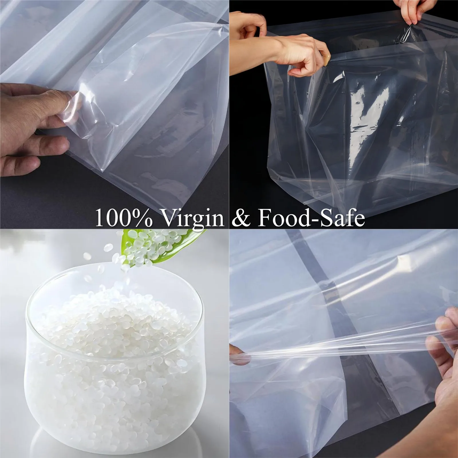 Thickened Transparent PE Square Bottom Moisture-proof Recyclable Folded Three-dimensional Flat Mouth Accordion Bag for Pet Food