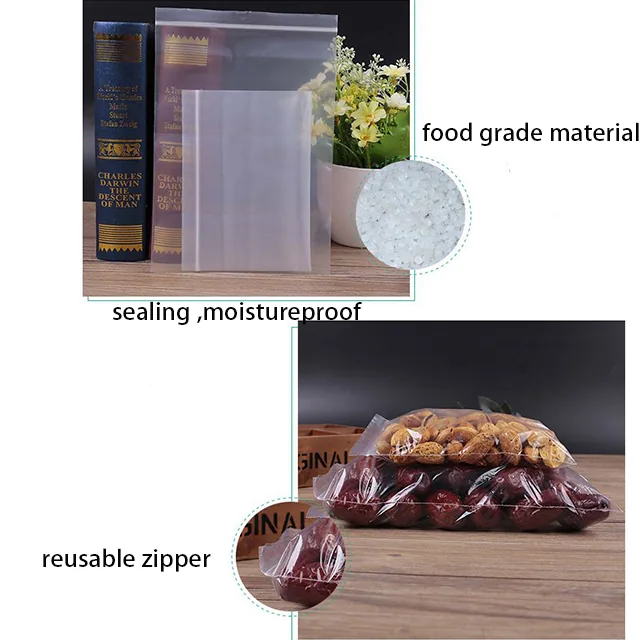 Transparent Custom Printed Single Zipper Bag Plastic Zip Self Lock Bag