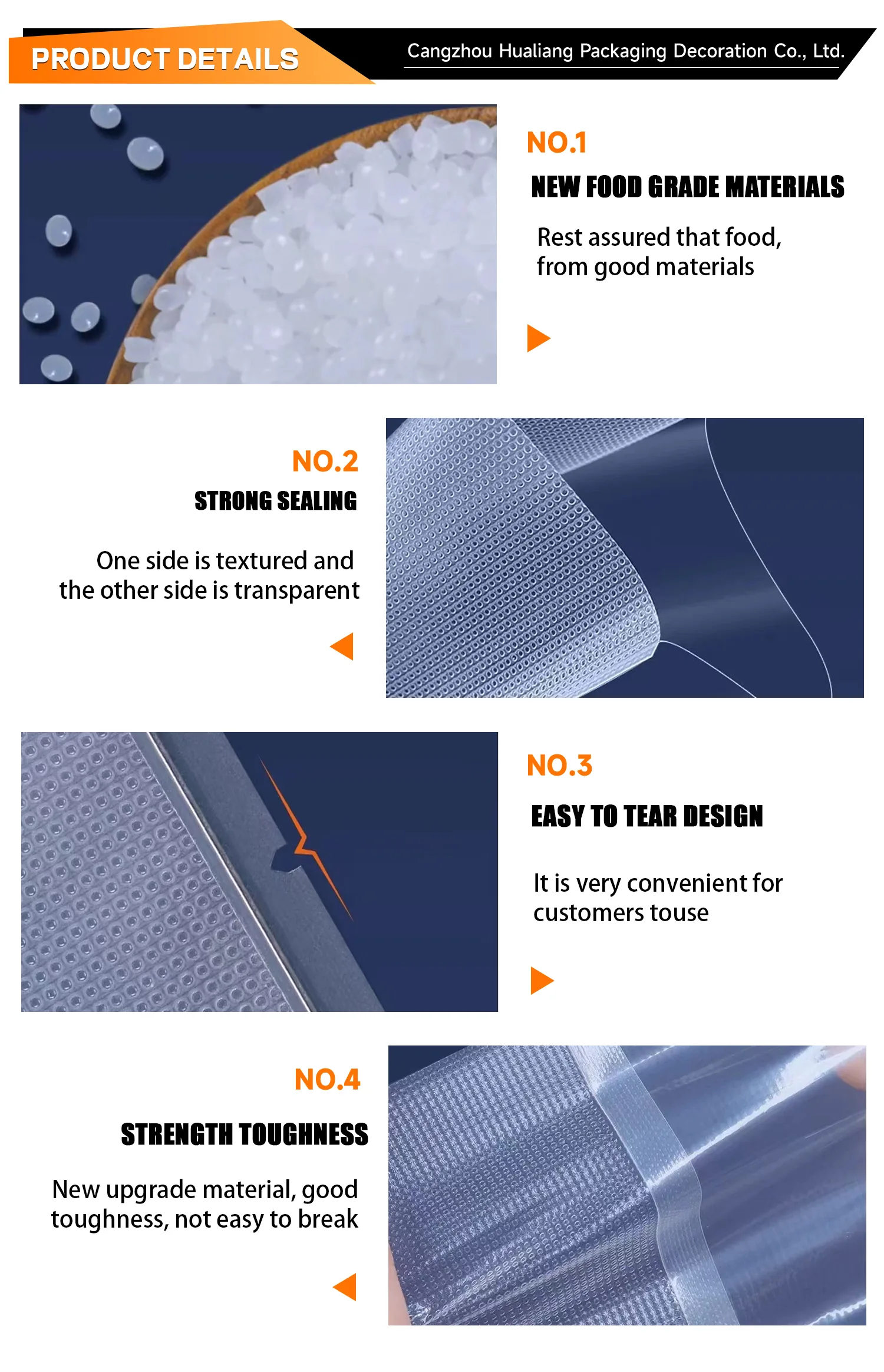 Vacuum Sealer Plastic Bag Flat Poly Bag Bread Packaging Textured Vacuum Bag Clear Plastic Food CPP