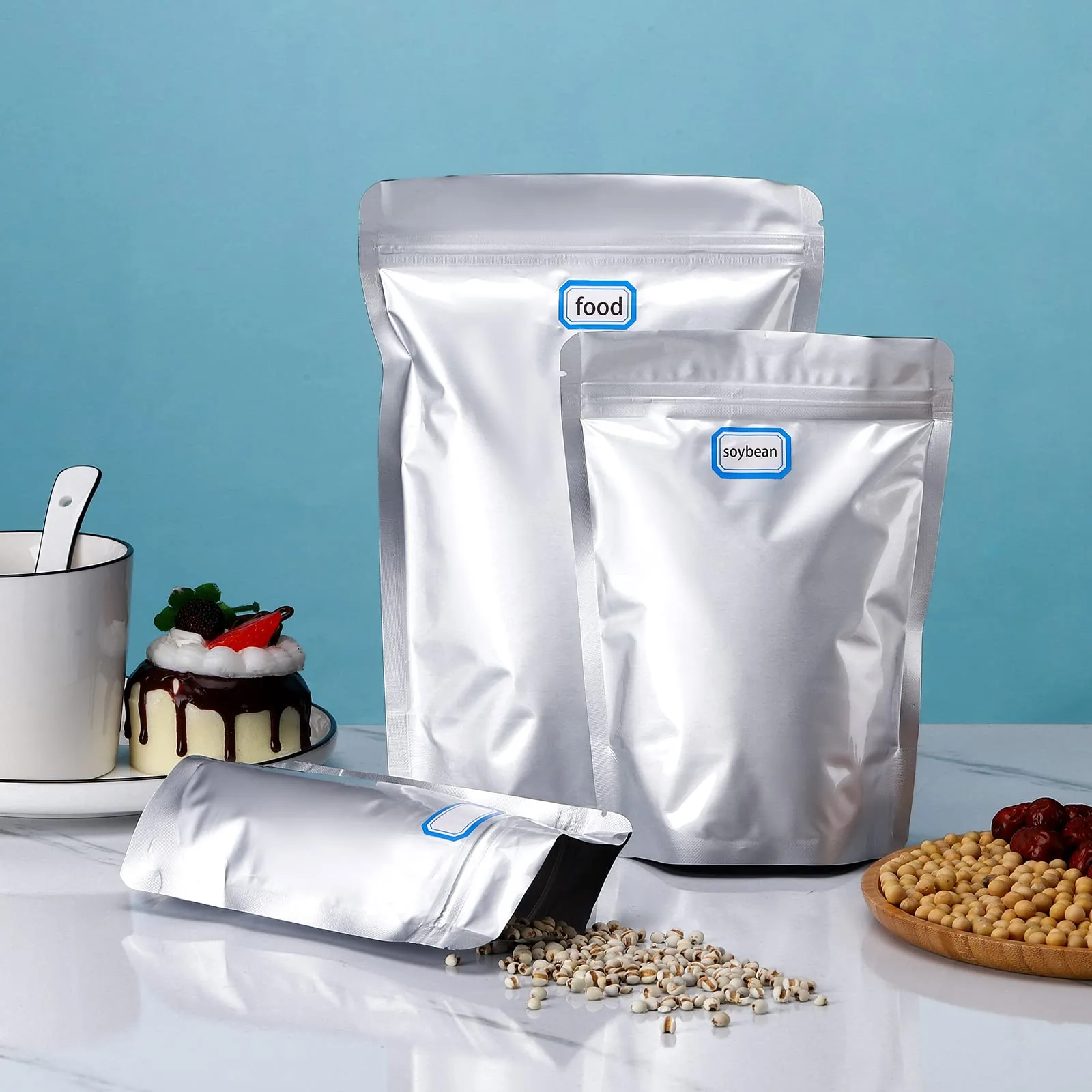 Metallised VMPET Stand-Up Zipper Pouch for Tea, Coffee & Pet Food