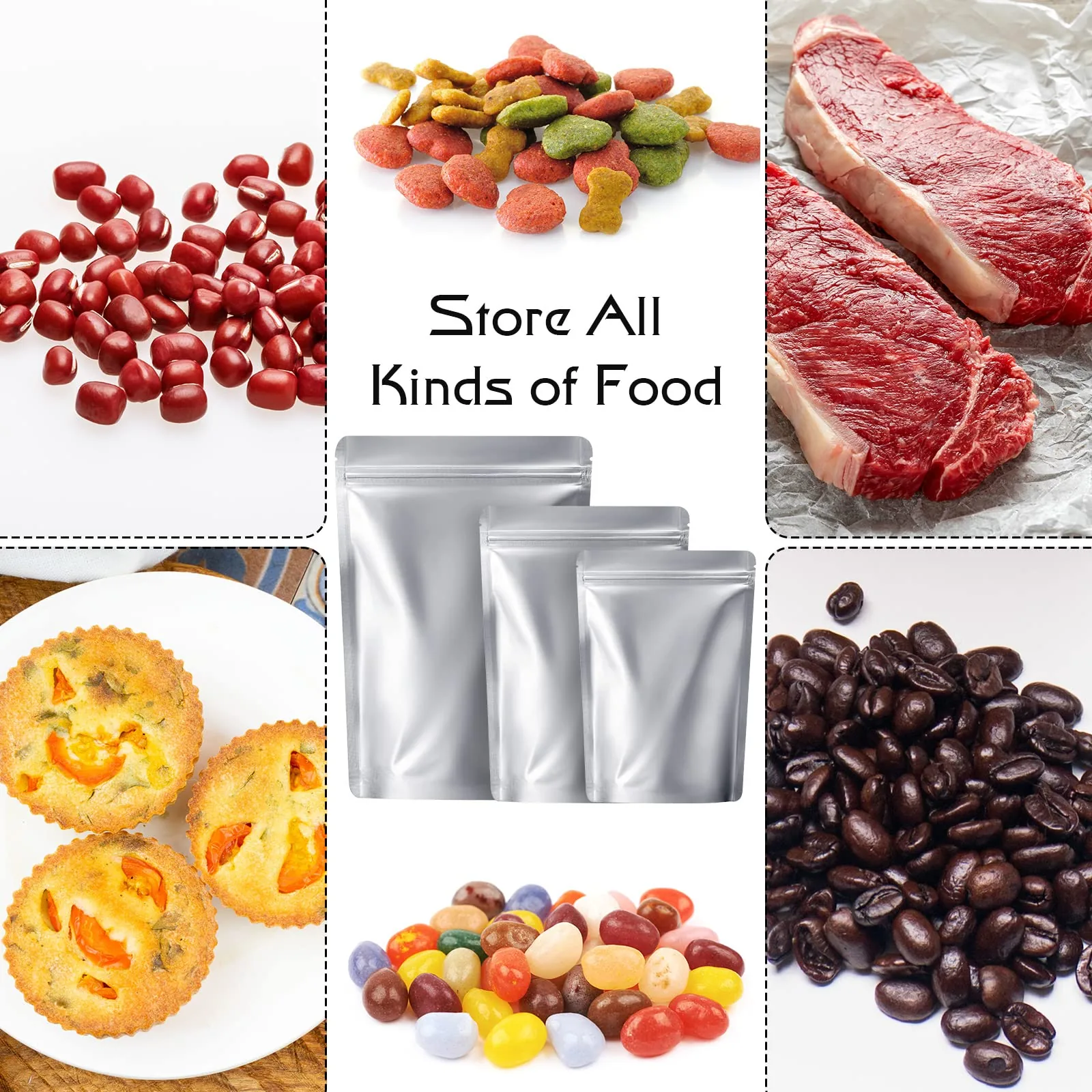 Metallised VMPET Stand-Up Zipper Pouch for Tea, Coffee & Pet Food