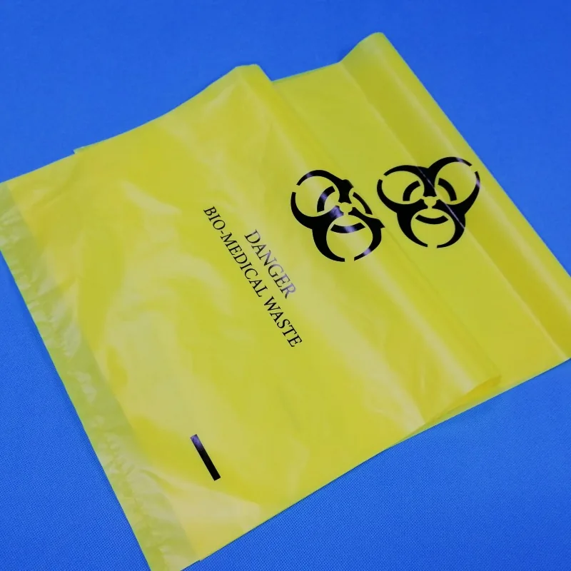 Waste Bag Sterilized Yellow Red Flat-Mouth Biohazardous for Medical Use