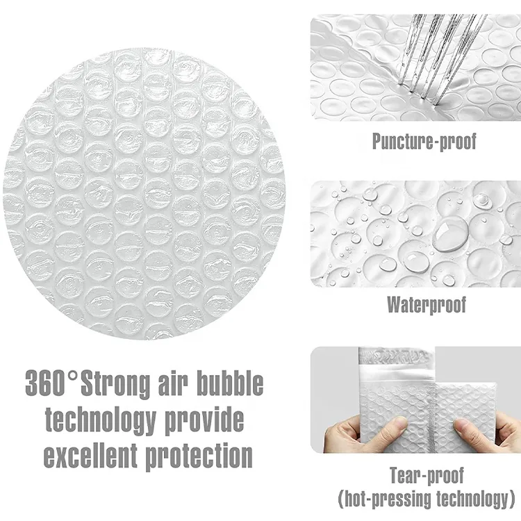 White Matte Bubble Mailing Bags, Durable Heavy Duty Poly Bubble Mailers